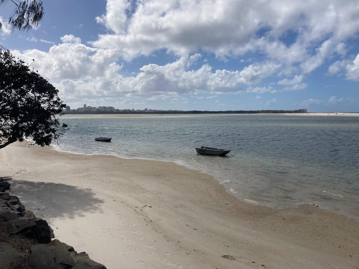 Golden beach north view during high tide