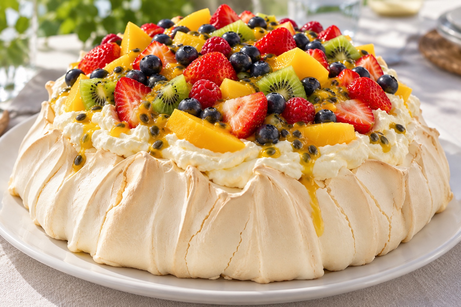 christmas pavlova with sumer fruits christmas pavlova with sumer fruits