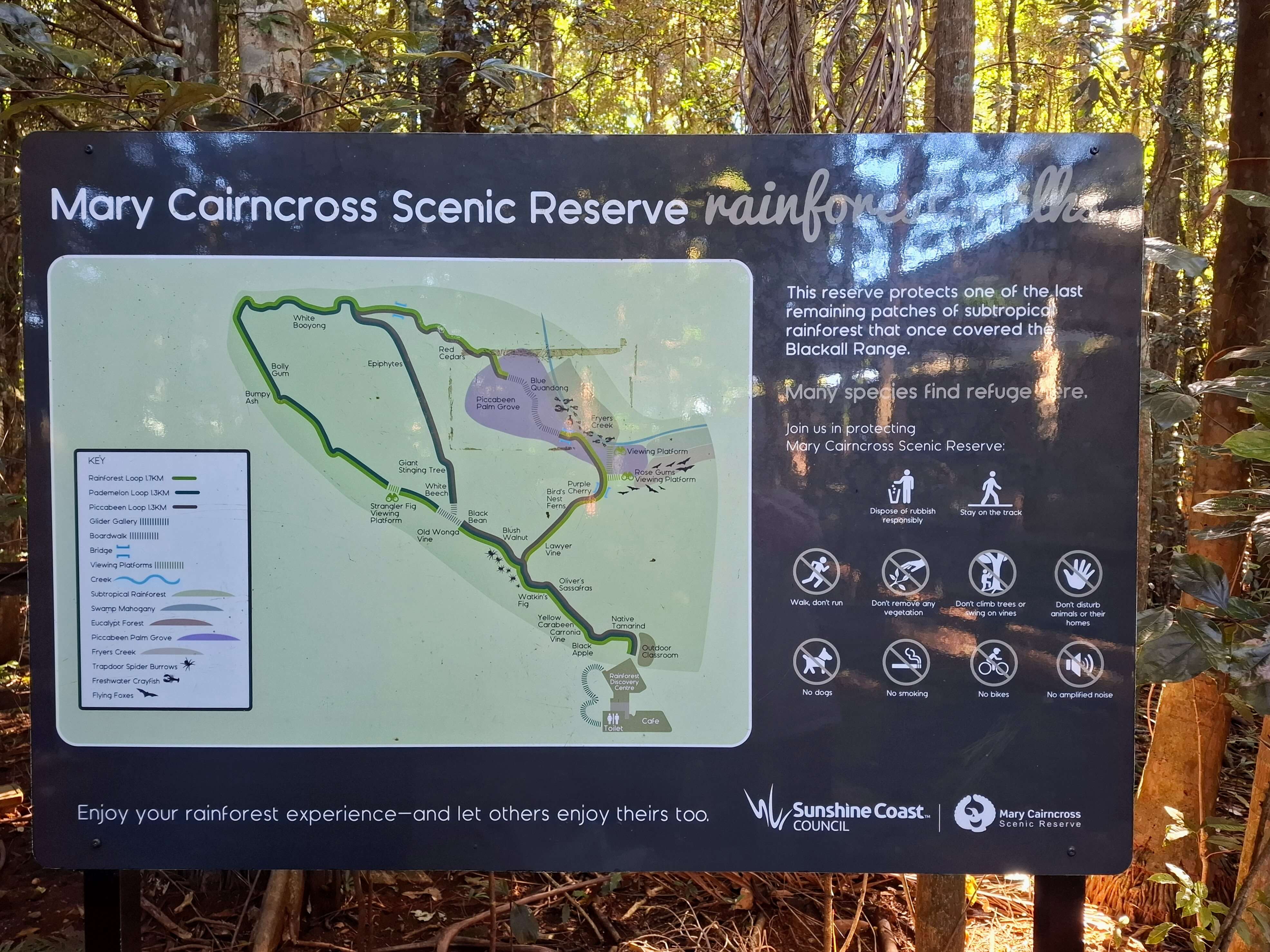Map of the walking trail around the reserve