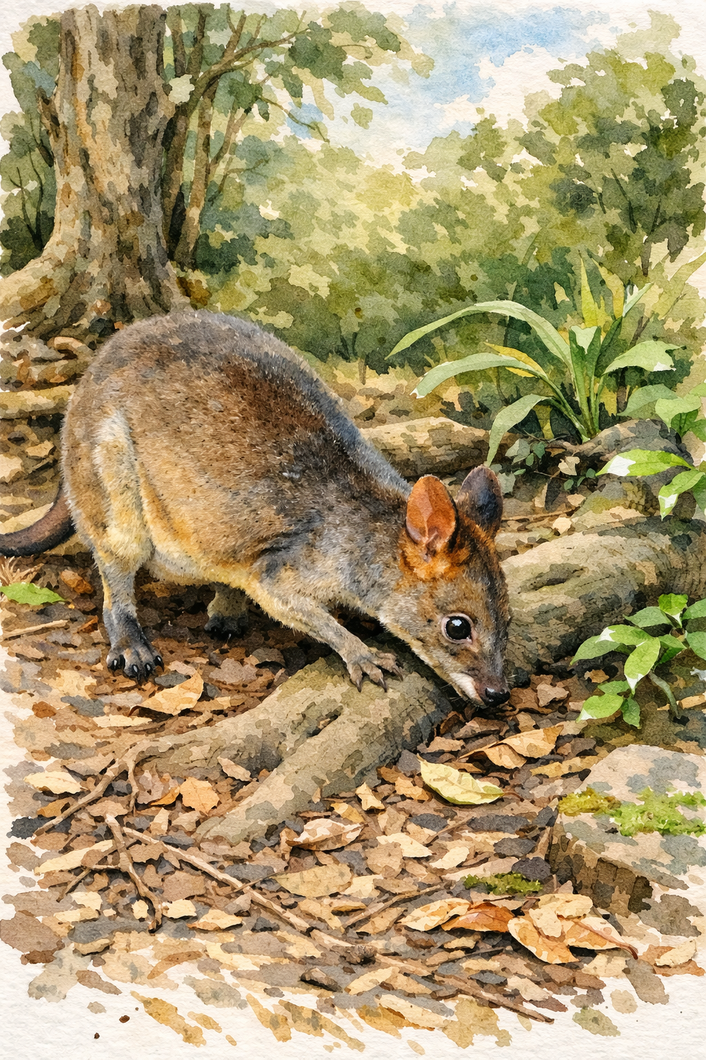 Pademelon-Foraging-Painting Pademelon-Foraging-Painting