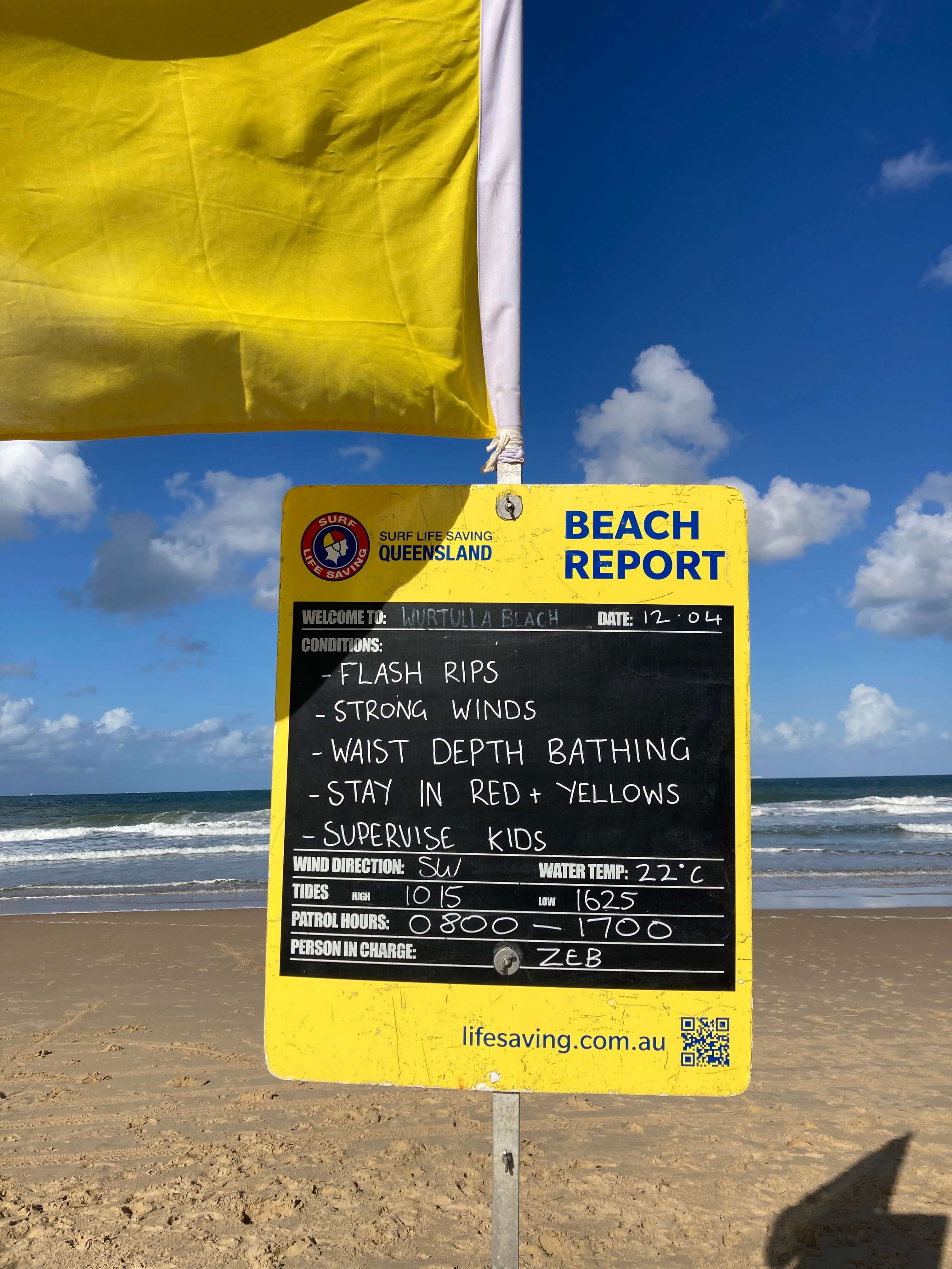 daily beach report sign