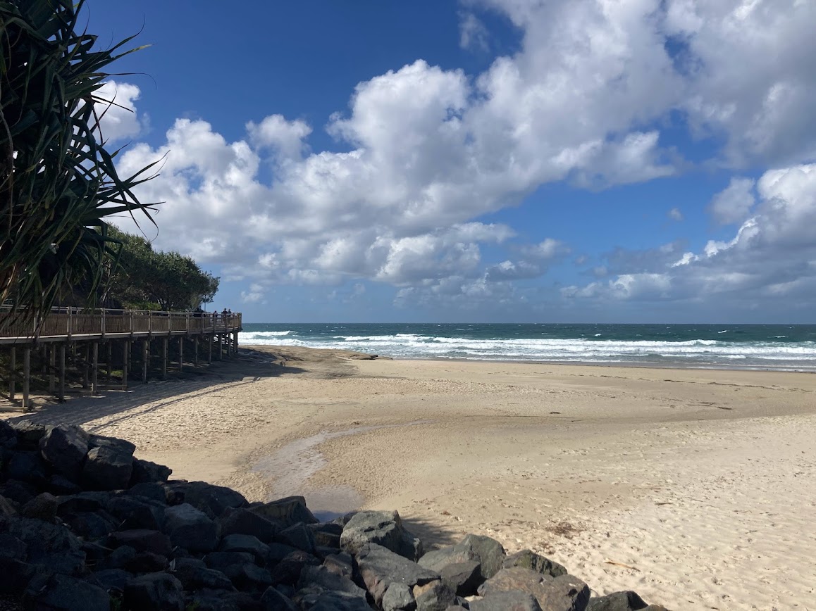 boardwalk on left, beach and sea to right and ahead boardwalk on left, beach and sea to right and ahead