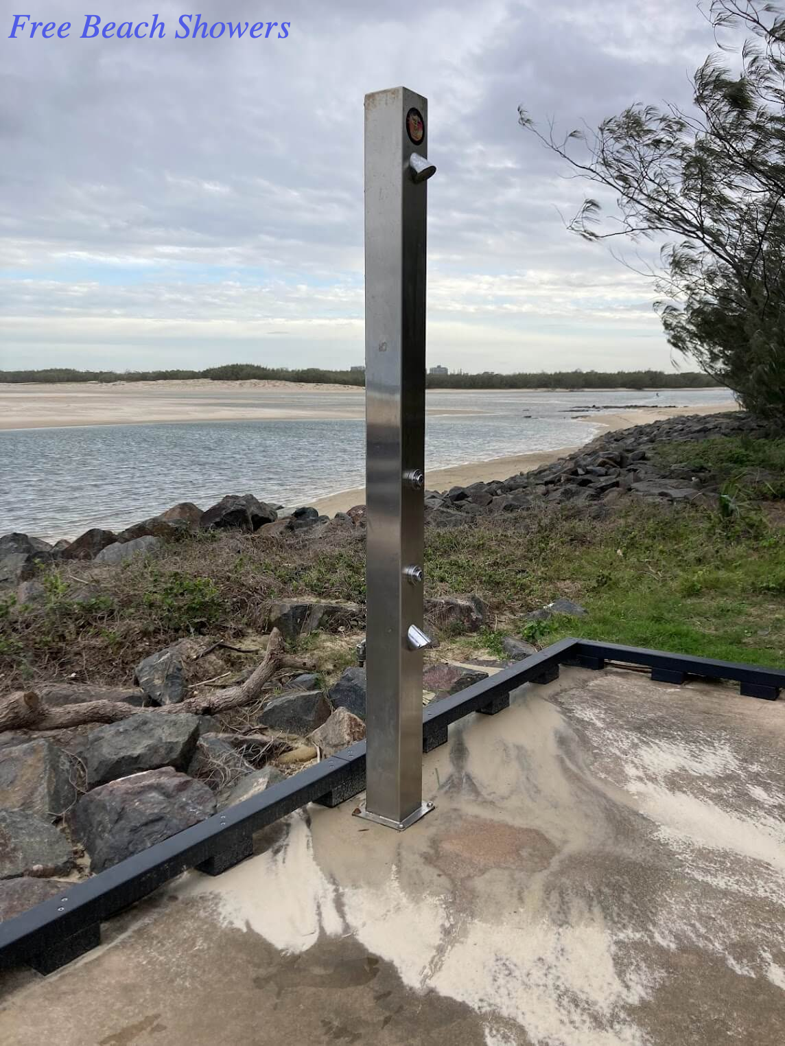 Typical free outdoor beach shower in Australia