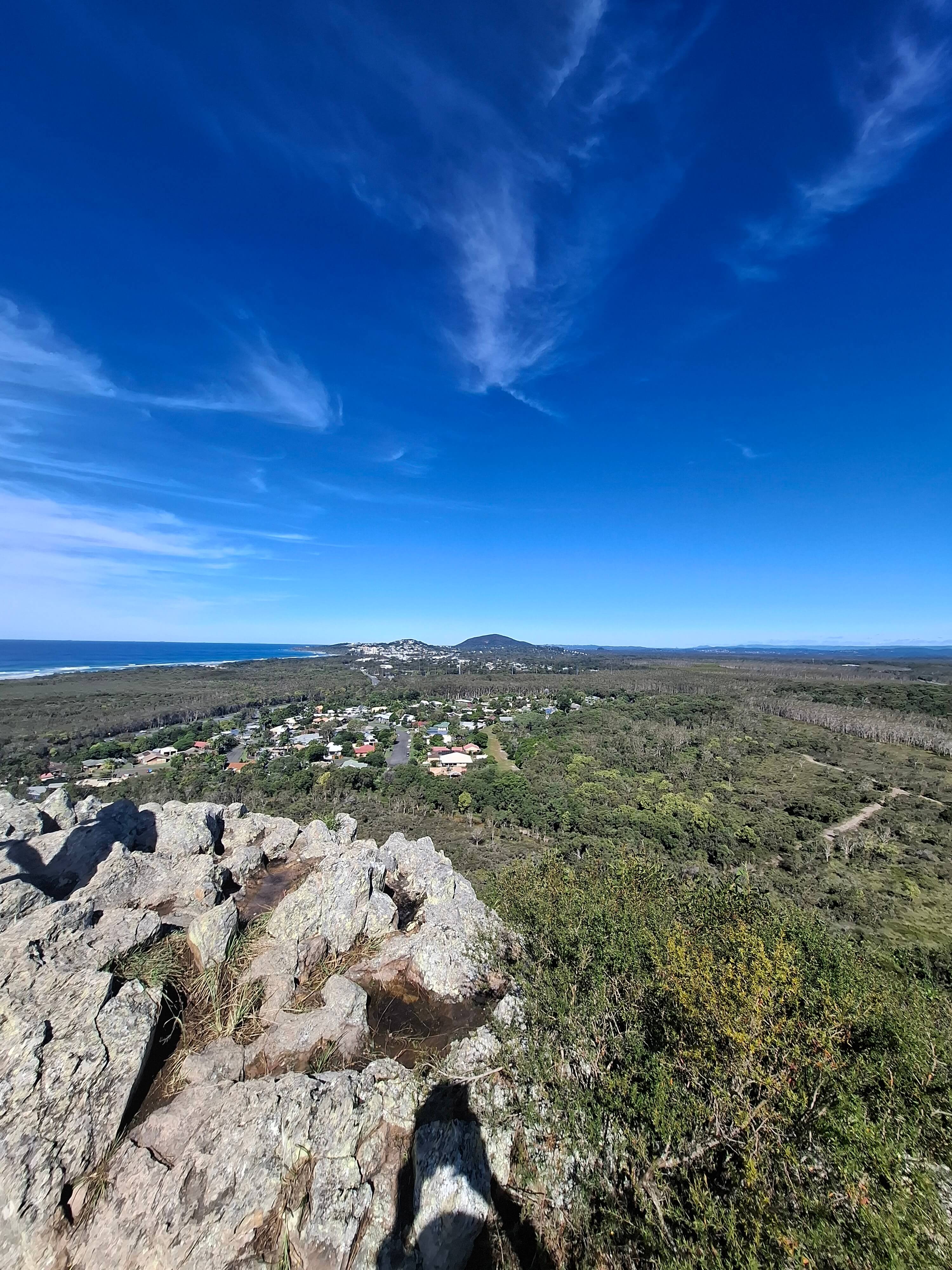 views towards Mt. Coolum. Sea on left